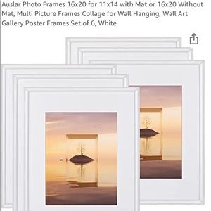 Set of six white 16x20 frames (11x14 if using mats)